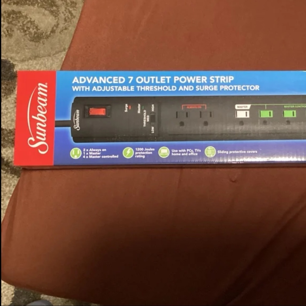Sunbeam Advanced 7 Outlet Power Strip Bundle NEW